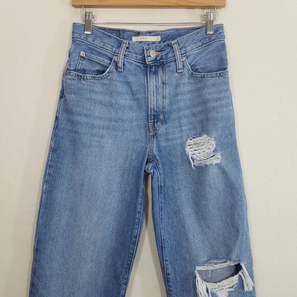 Levi's '94 Baggy Cropped Raw Hem Distressed Jeans Blue Size 25 - Picture 2 of 6